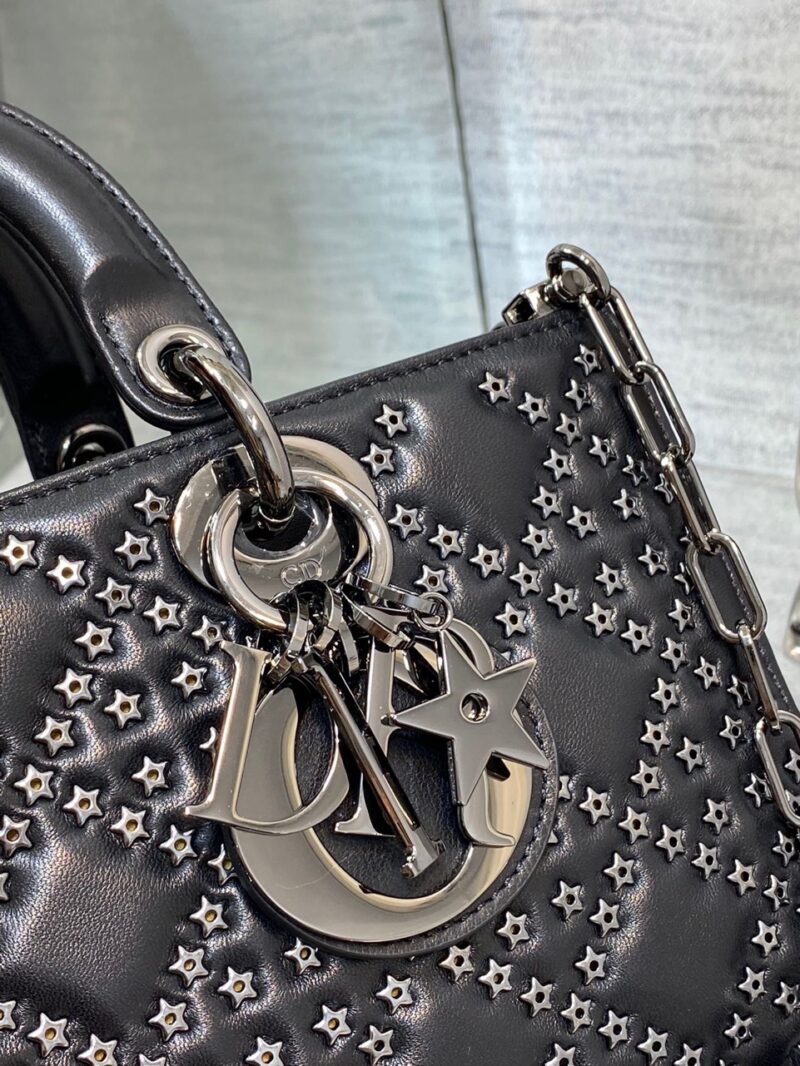Dior D-Joy Super Premium Black Handbag With Star Studs 26cm