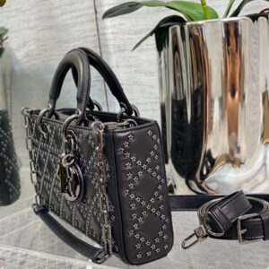 Dior D-Joy Super Premium Black Handbag With Star Studs 26cm