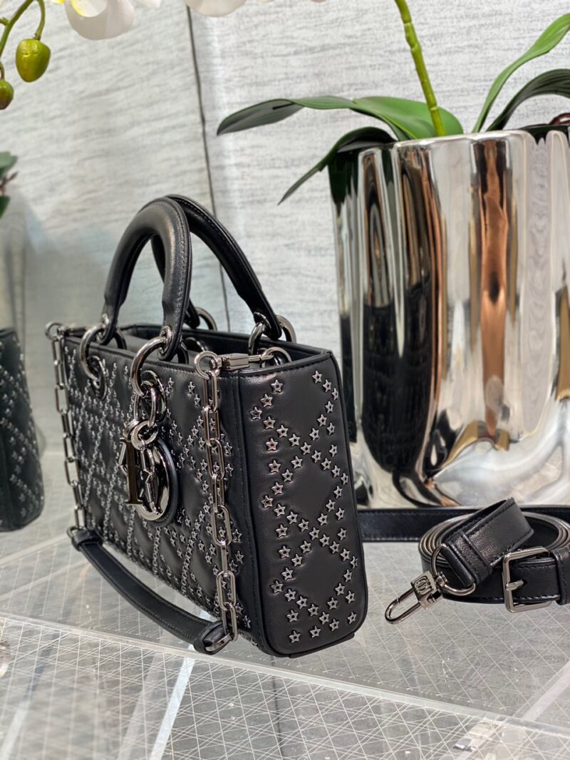 Dior D-Joy Super Premium Black Handbag With Star Studs 26cm