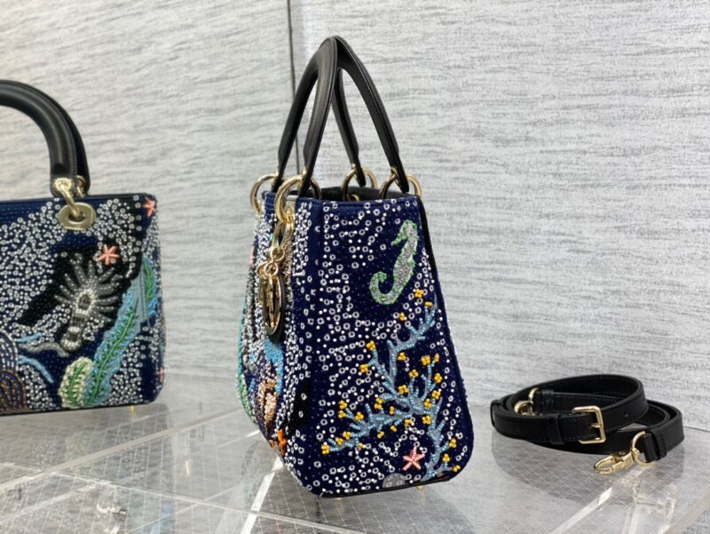 Dior Lady Handbag with Beaded Pattern Replica 11 High Quality 24cm