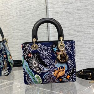 Dior Lady Handbag with Beaded Pattern Replica 11 High Quality 24cm
