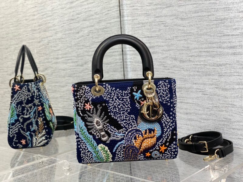Dior Lady Handbag with Beaded Pattern Replica 11 High Quality 24cm