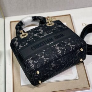 Túi Xách Dior Lady Họa Tiết Ren Hoa Nữ Màu Đen Rep 11 Cao Cấp 24cm