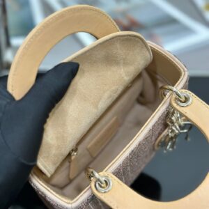 Dior Lady Super Yellow Beaded Handbag 17x15x7cm