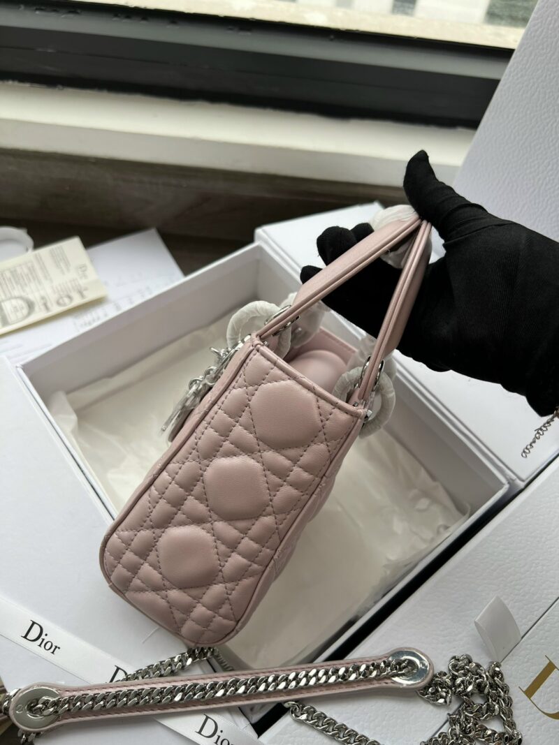Dior Lady Mini 3-Pocket Handbag Rep 1:1 High-Quality Pink 17cm