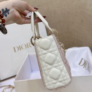 Dior Lady Mini Handbag for Women Pink Cowhide Like Auth 18cm