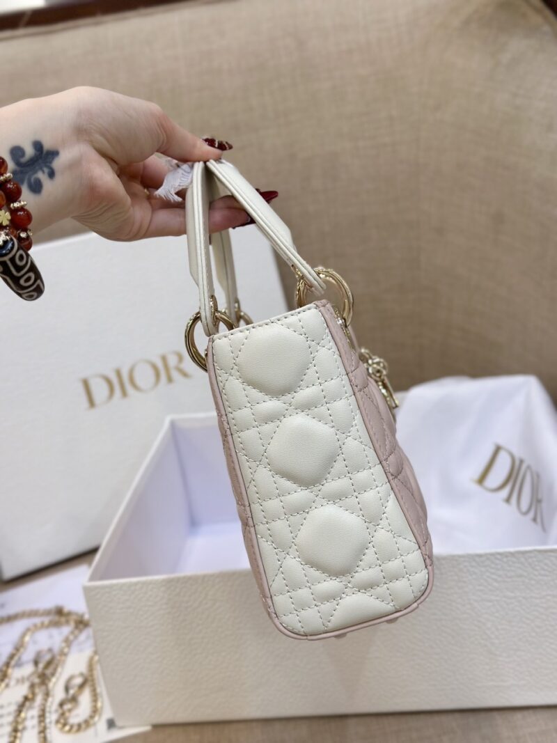 Dior Lady Mini Handbag for Women Pink Cowhide Like Auth 18cm