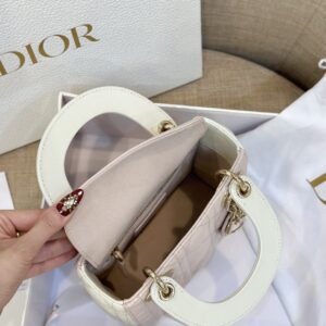 Dior Lady Mini Handbag for Women Pink Cowhide Like Auth 18cm