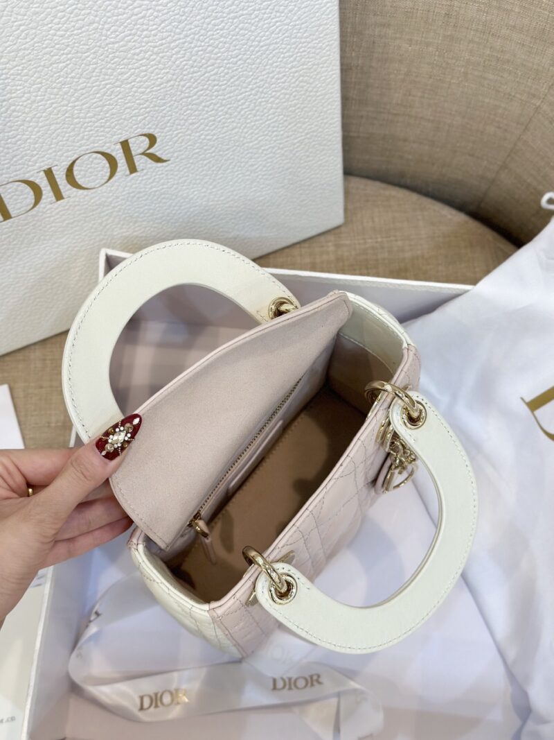 Dior Lady Mini Handbag for Women Pink Cowhide Like Auth 18cm