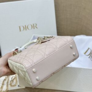 Dior Lady Mini Handbag for Women Pink Cowhide Like Auth 18cm