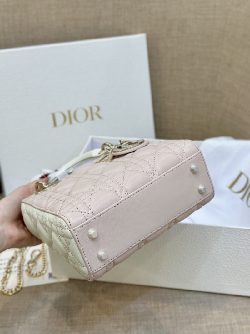 Dior Lady Mini Handbag for Women Pink Cowhide Like Auth 18cm