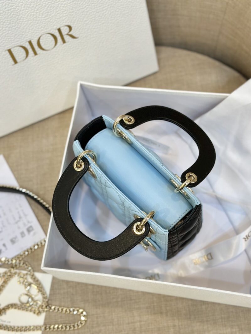 Dior Lady Mini Handbag for Women Ice Blue Super Quality Cowhide 18cm