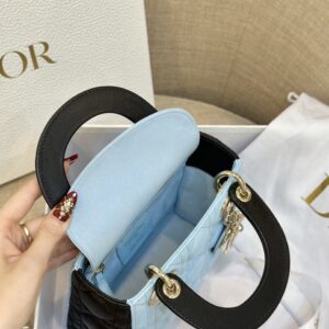 Dior Lady Mini Handbag for Women Ice Blue Super Quality Cowhide 18cm