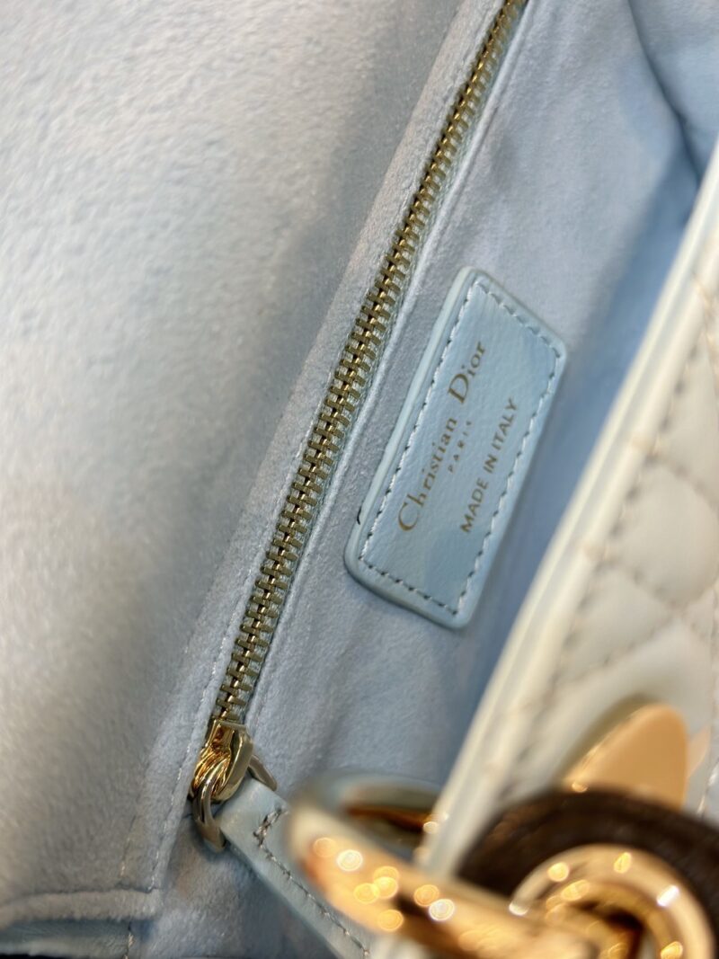 Dior Lady Mini Handbag for Women Ice Blue Super Quality Cowhide 18cm