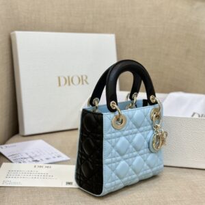 Dior Lady Mini Handbag for Women Ice Blue Super Quality Cowhide 18cm