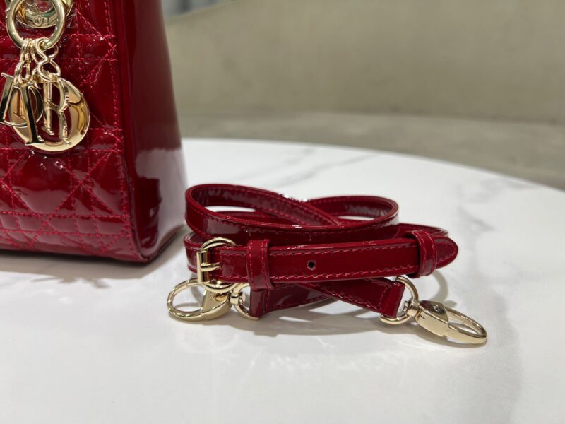 Dior Lady Mini Super Quality Women’s Handbag, Glossy Red, 17cm