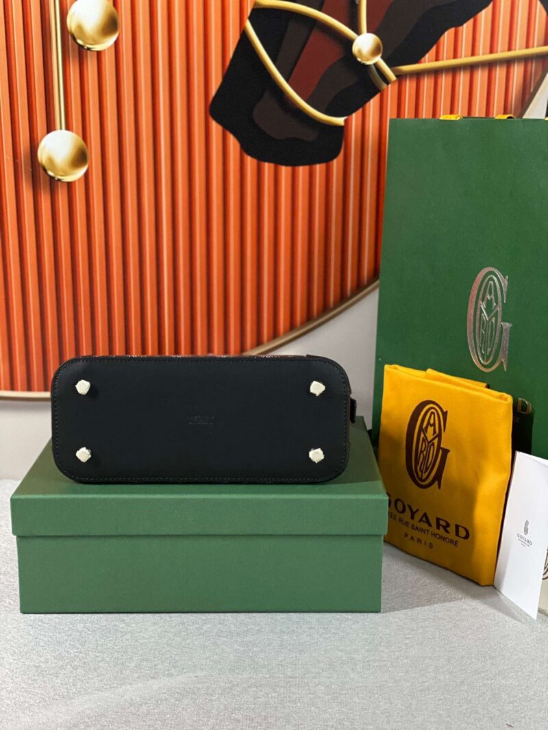 Goyard Alma Vedome Black Replica Handbag With Fabric Wrapped Leather Strap 24cm