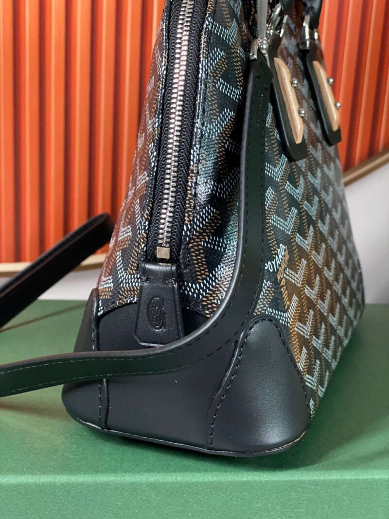 Goyard Alma Vedome Black Replica Handbag With Fabric Wrapped Leather Strap 24cm