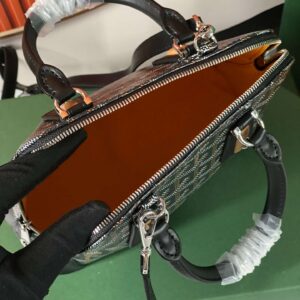 Goyard Alma Vedome Black Replica Handbag With Fabric Wrapped Leather Strap 24cm