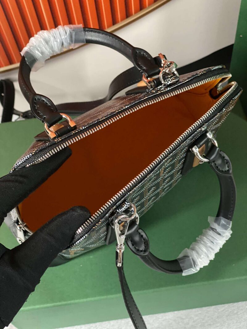 Goyard Alma Vedome Black Replica Handbag With Fabric Wrapped Leather Strap 24cm