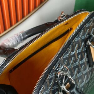 Goyard Alma Vedome Black Replica Handbag With Fabric Wrapped Leather Strap 24cm