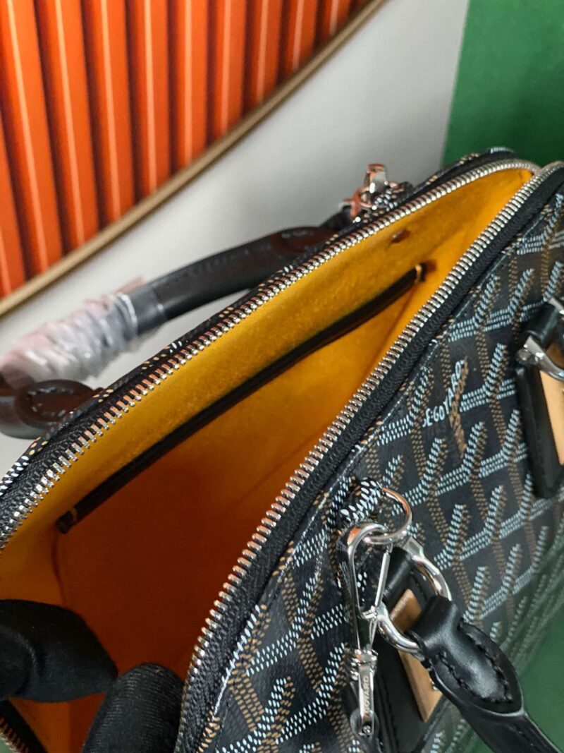 Goyard Alma Vedome Black Replica Handbag With Fabric Wrapped Leather Strap 24cm