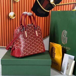 Goyard Alma Vedome Red Super Quality Handbag With Fabric Wrapped Leather Strap 24cm