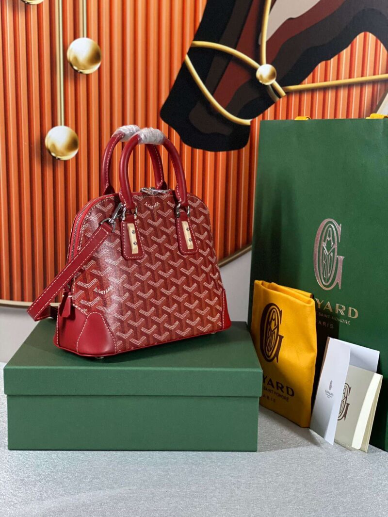 Goyard Alma Vedome Red Super Quality Handbag With Fabric Wrapped Leather Strap 24cm