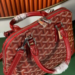 Goyard Alma Vedome Red Super Quality Handbag With Fabric Wrapped Leather Strap 24cm
