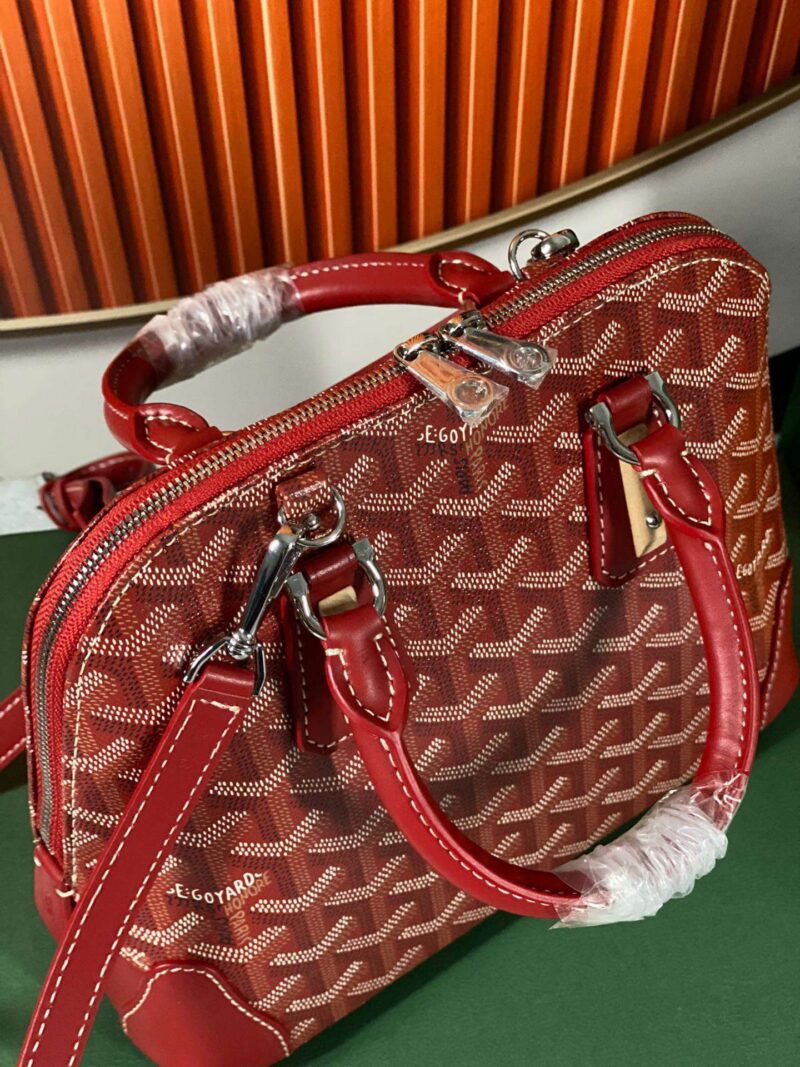 Goyard Alma Vedome Red Super Quality Handbag With Fabric Wrapped Leather Strap 24cm
