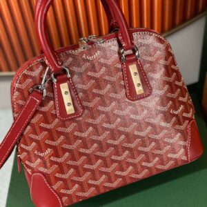 Goyard Alma Vedome Red Super Quality Handbag With Fabric Wrapped Leather Strap 24cm