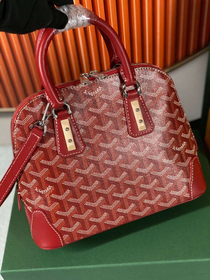 Goyard Alma Vedome Red Super Quality Handbag With Fabric Wrapped Leather Strap 24cm