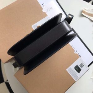 Gucci 1955 Horsebit Like Auth Handbag Black Smooth Leather 25cm