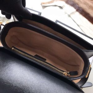 Gucci 1955 Horsebit Like Auth Handbag Black Smooth Leather 25cm