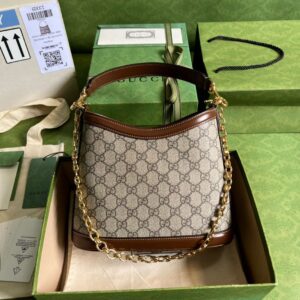 Gucci Handle Women’s Cowhide Handbag with GC Like Auth Logo Pattern 25x21cm