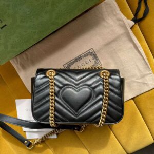 Gucci Marmont Like Auth Luxury Women’s Black Handbag 22cm