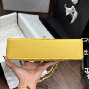 Chanel Classic Sheepskin Yellow Woman’s Handbags Like Auth 23cm