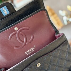 Chanel Classic 11 Handbags Woman’s Black Leather Lock Silver 23cm