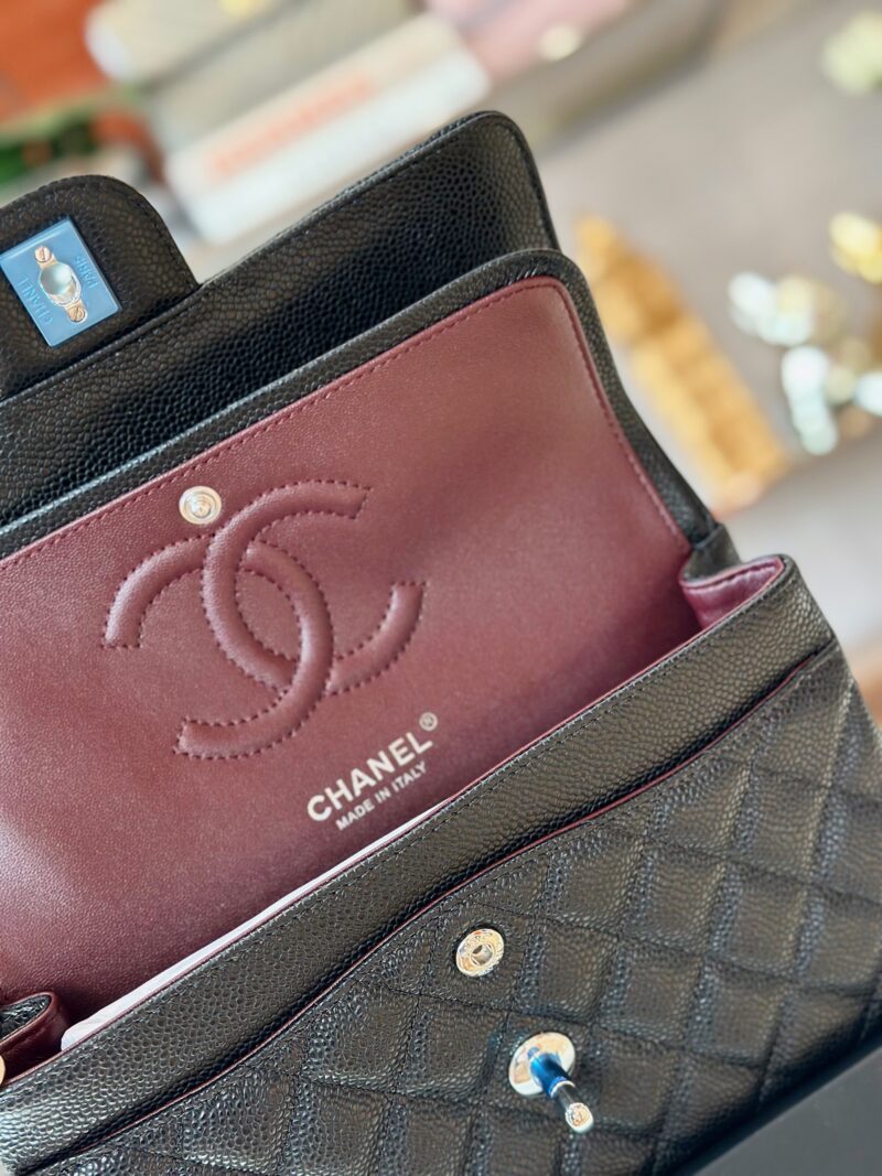 Chanel Classic 11 Handbags Woman’s Black Leather Lock Silver 23cm