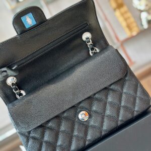 Chanel Classic 11 Handbags Woman’s Black Leather Lock Silver 23cm