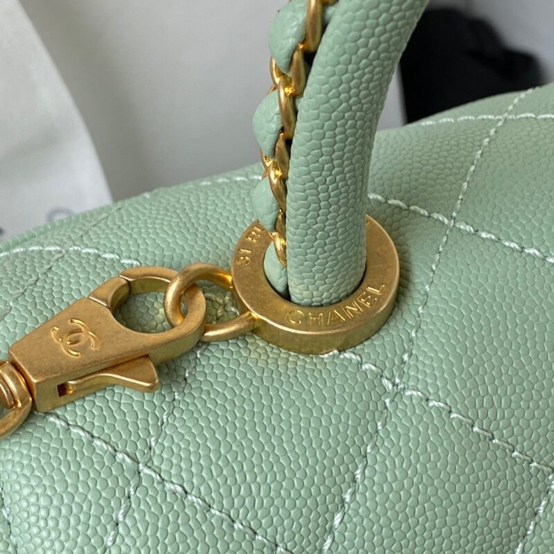 Chanel Coco Pastel Blue Handbags With Lock Gold 24cm