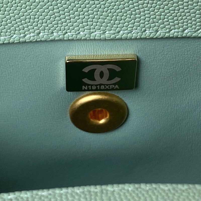 Chanel Coco Pastel Blue Handbags With Lock Gold 24cm