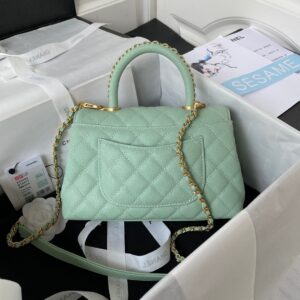 Chanel Coco Pastel Blue Handbags With Lock Gold 24cm