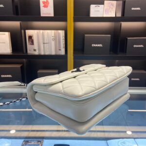 Chanel Trendy White Smooth Leather With Lock Black Handbags 25cm