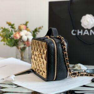 Chanel Vanity Case Black Yellow Replica 1:1 Box Form Handbags 19cm