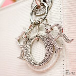 Dior My Lady White Beaded Handbag 21x18x9cm