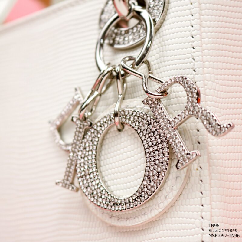 Dior My Lady White Beaded Handbag 21x18x9cm