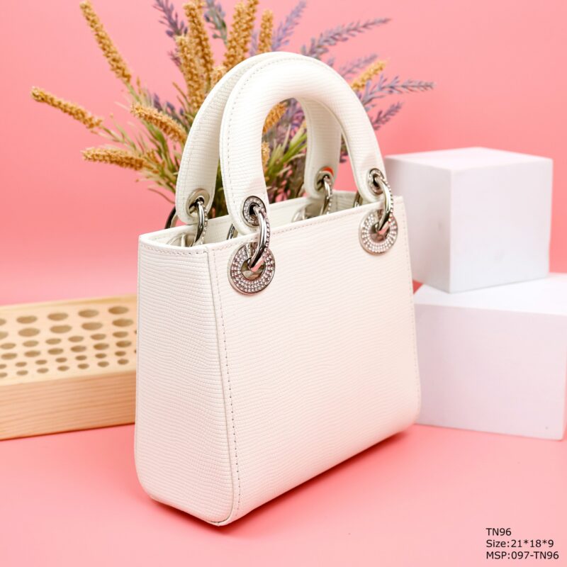 Dior My Lady White Beaded Handbag 21x18x9cm