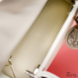 Dior My Lady White Beaded Handbag 21x18x9cm