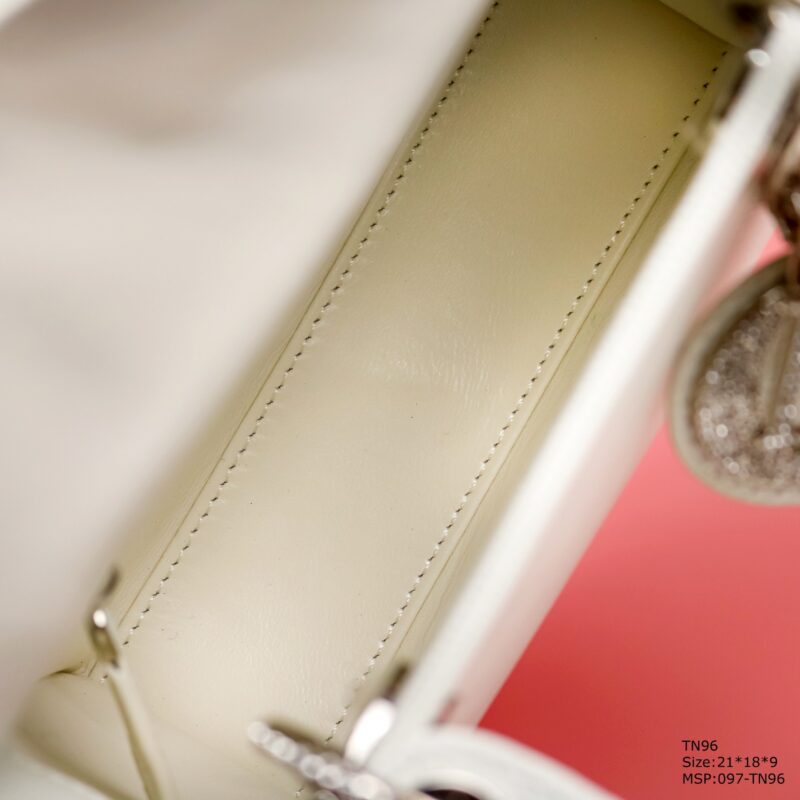 Dior My Lady White Beaded Handbag 21x18x9cm